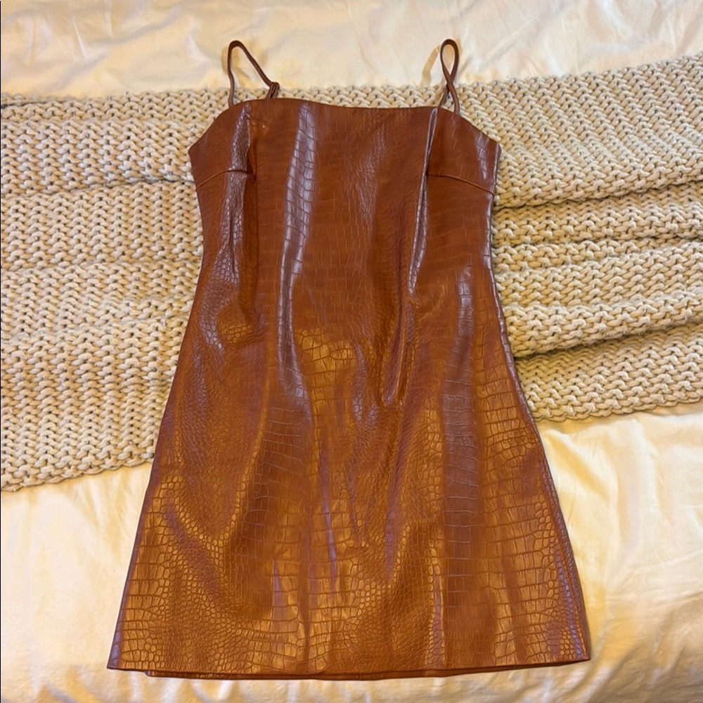 Bardot Brown Bodycon Mini Dress Spaghetti Strap